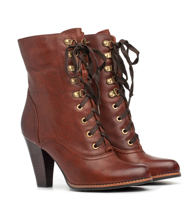 brown lace booties